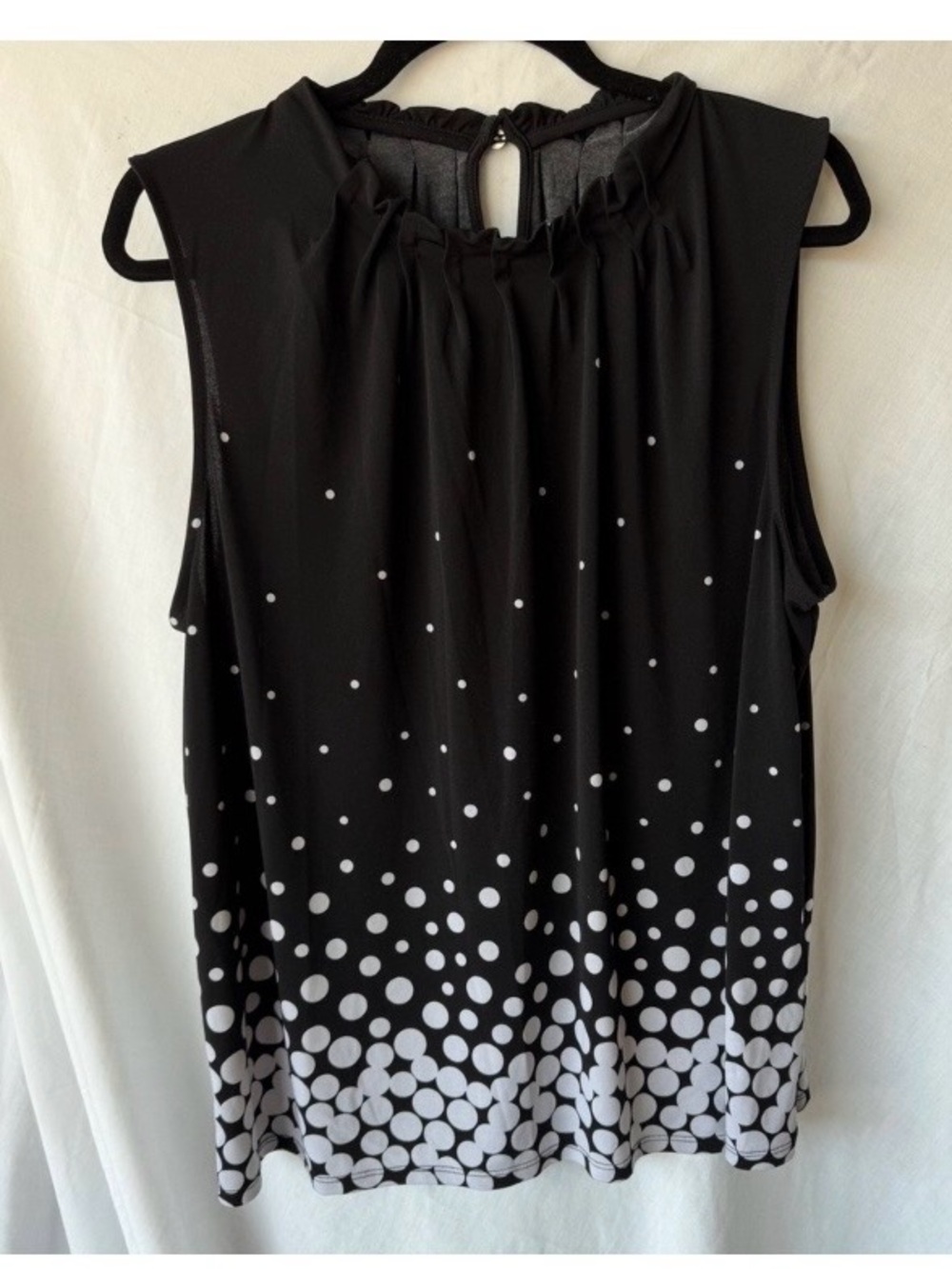 Croft & Barrow Polka Dot Ombre Ruffle Neck Sleeveless Office Blouse Womens XL